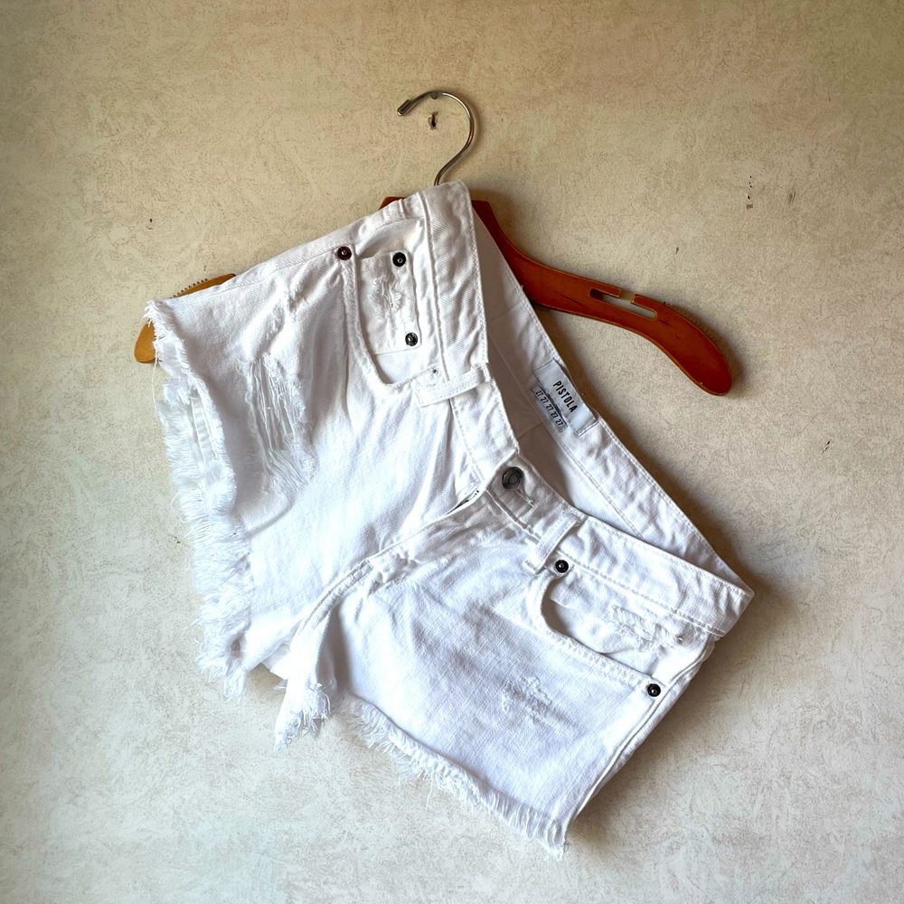 White jean shorts